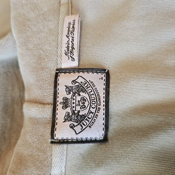 Vintage Y2K 90's Juicy Couture Tan Velvet Velour Jumpsuit Hoodie SWEATER ONLY S - Picture 7 of 12